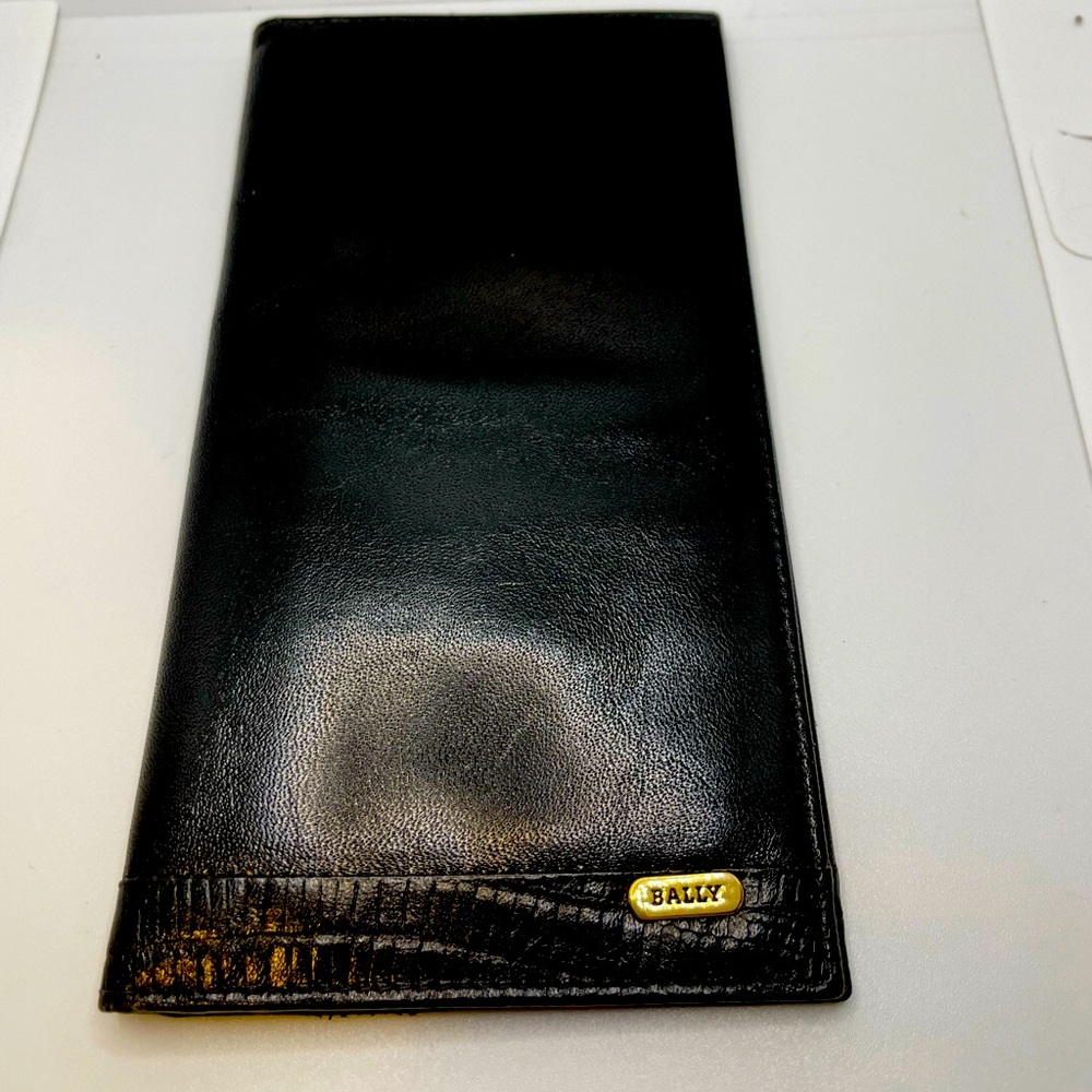 Bally long unisex leather black wallet